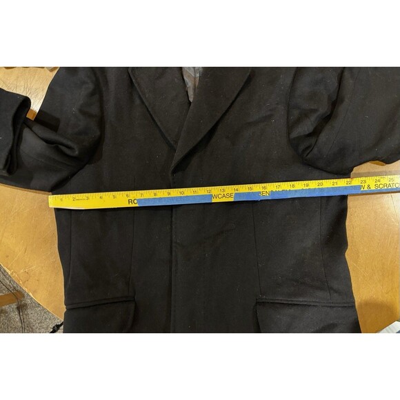 Rialto Men’s Italian Wool Cashmere 40 R Long Black Overcoat - Picture 11 of 13